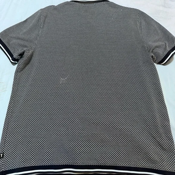 Ted Baker Black and White Patterned Polo Shirt - Picture 4 of 4